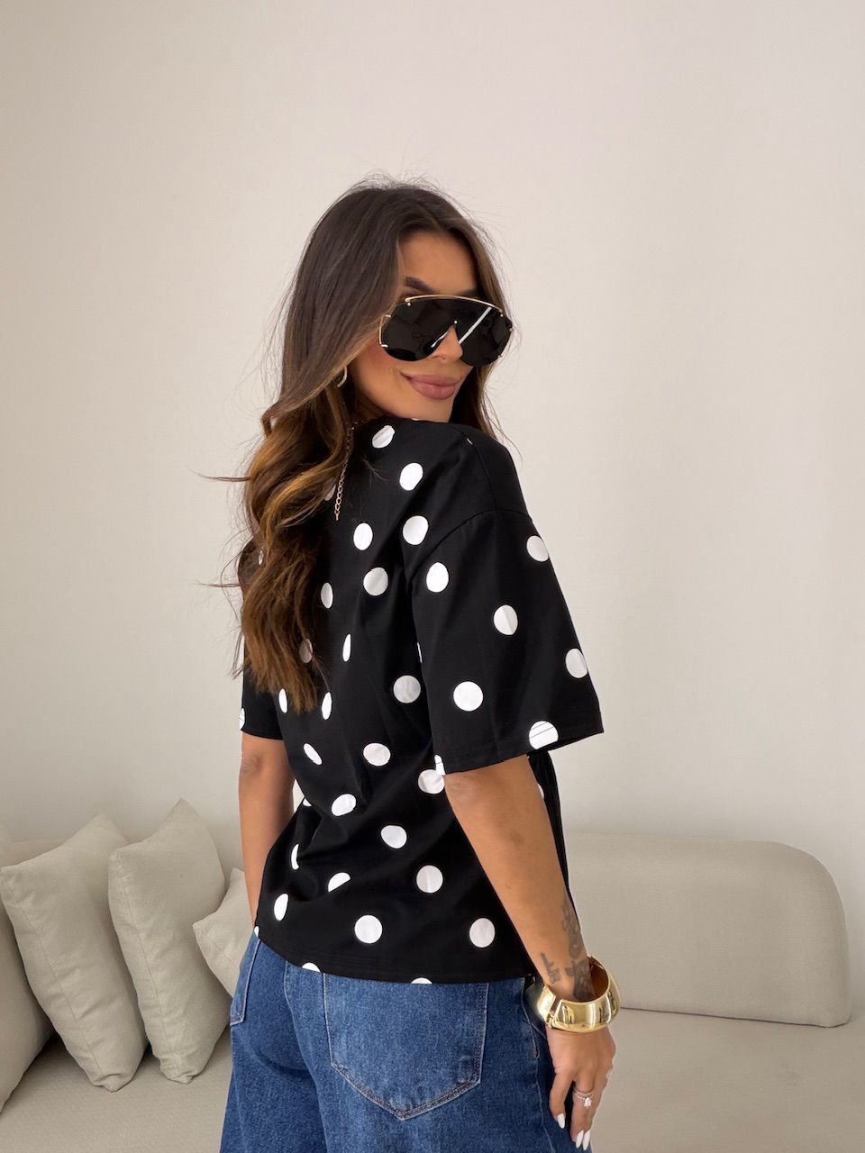 BLUSA ARIEL POÁ PRETO/OFF