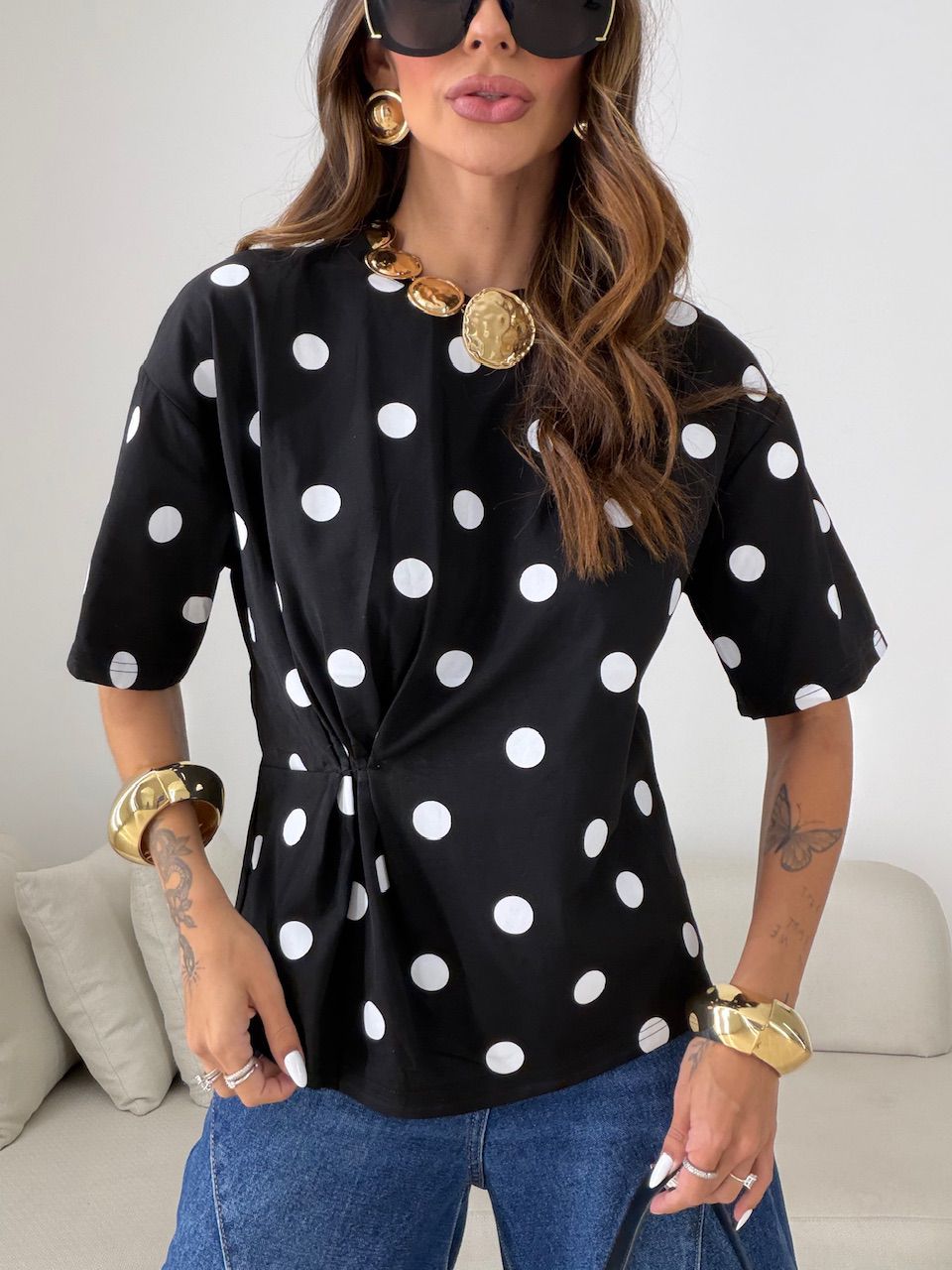 BLUSA ARIEL POÁ PRETO/OFF