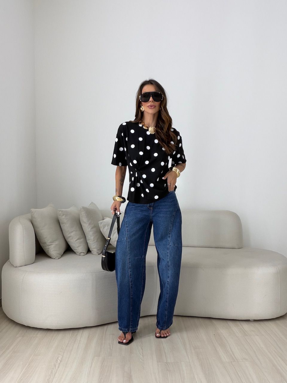 BLUSA ARIEL POÁ PRETO/OFF