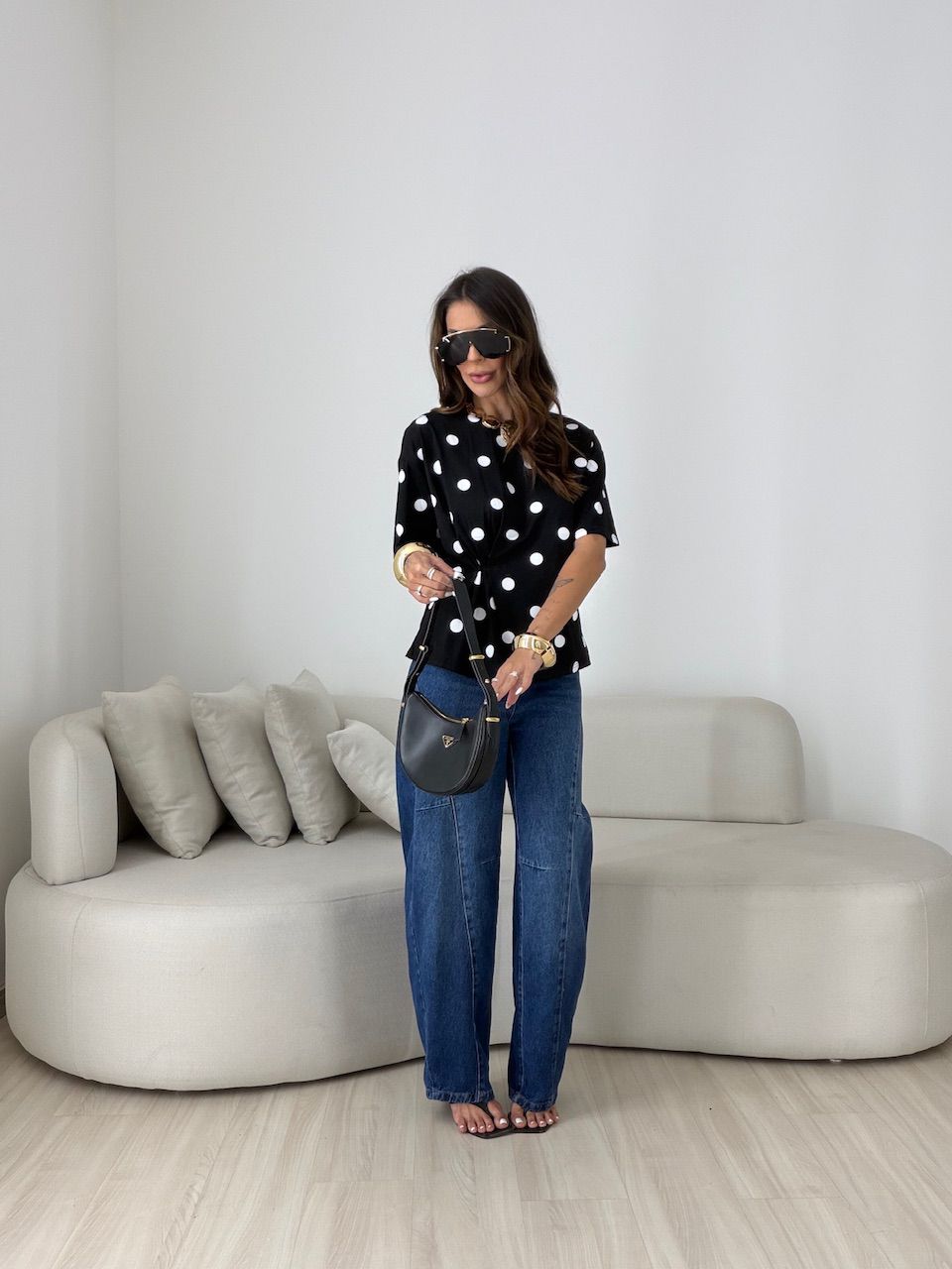 BLUSA ARIEL POÁ PRETO/OFF