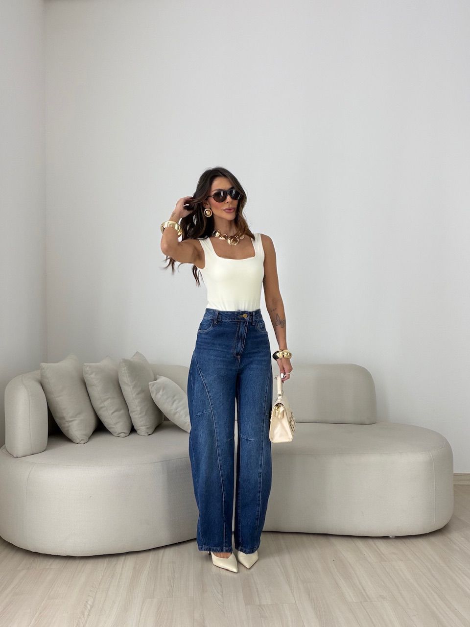 BODY ANA MÁRCIA DECOTE QUADRADO AREIA