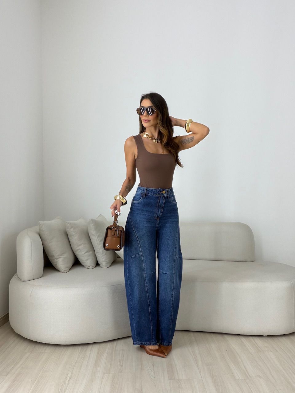 BODY ANA MÁRCIA DECOTE QUADRADO MARROM