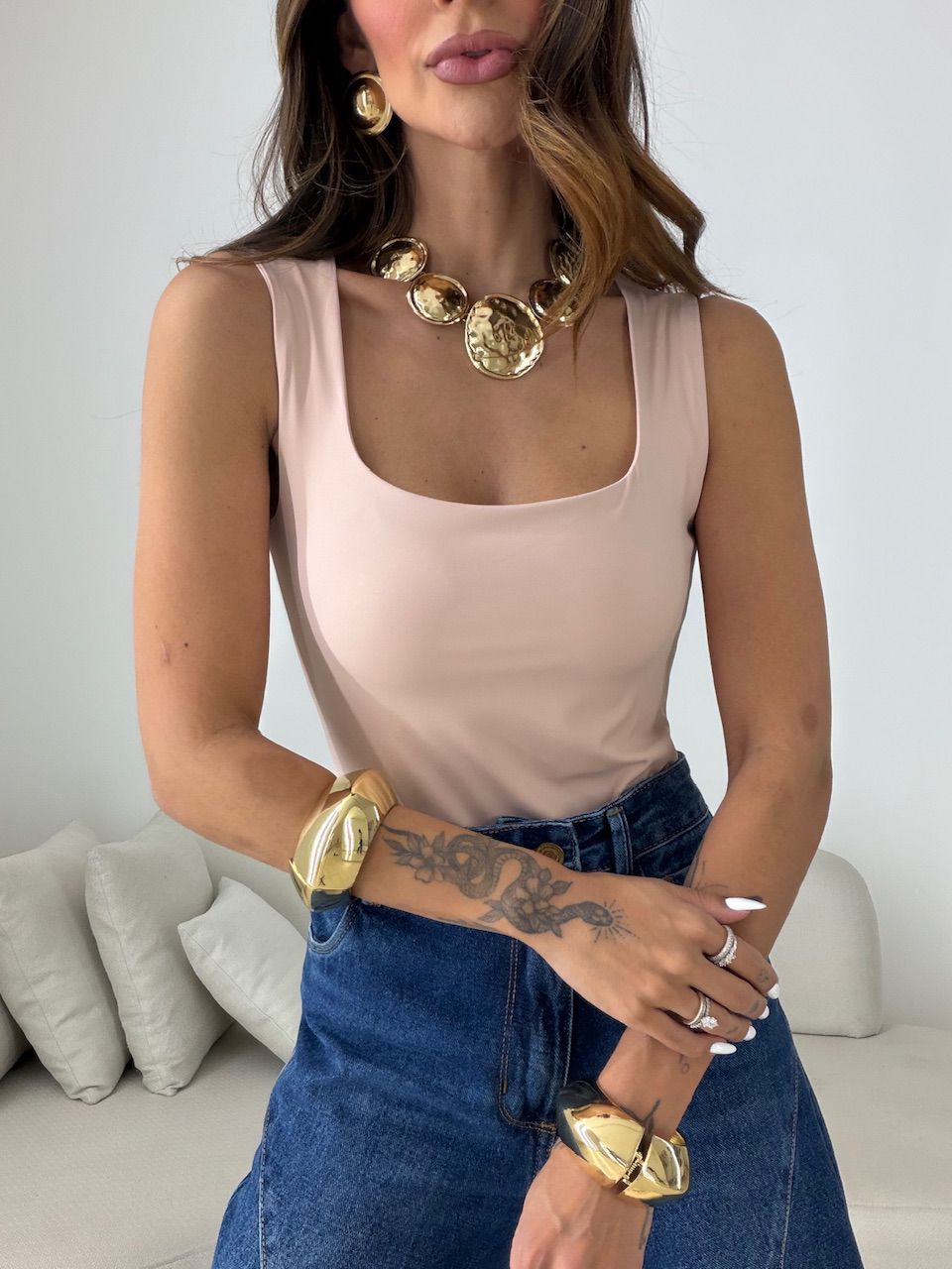 BODY ANA MÁRCIA DECOTE QUADRADO ROSA