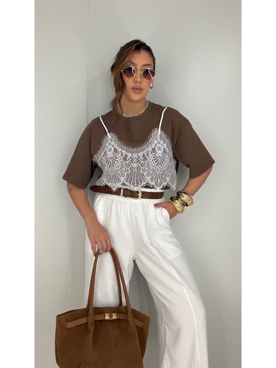 T-SHIRT FER RENDA MARROM - 0080640054 - CAROLLA FERRARO