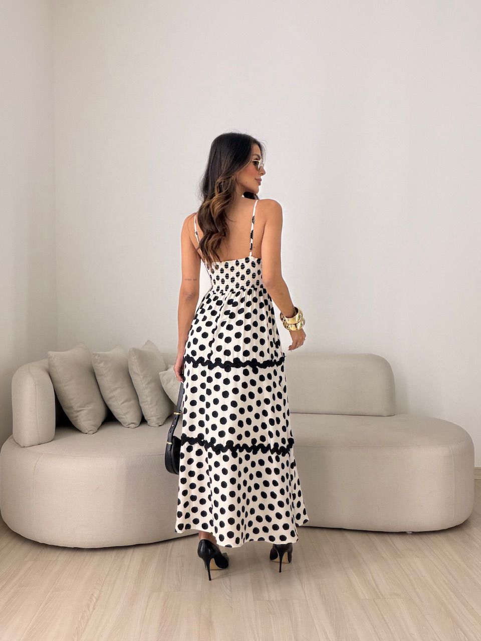 VESTIDO ANGELA POÁ MARFIM/PRETO