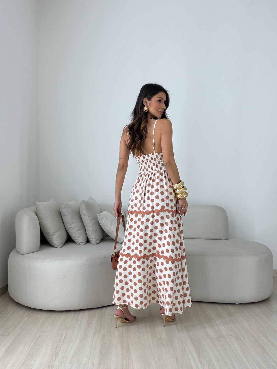VESTIDO ANGELA POÁ MARFIM/TELHA