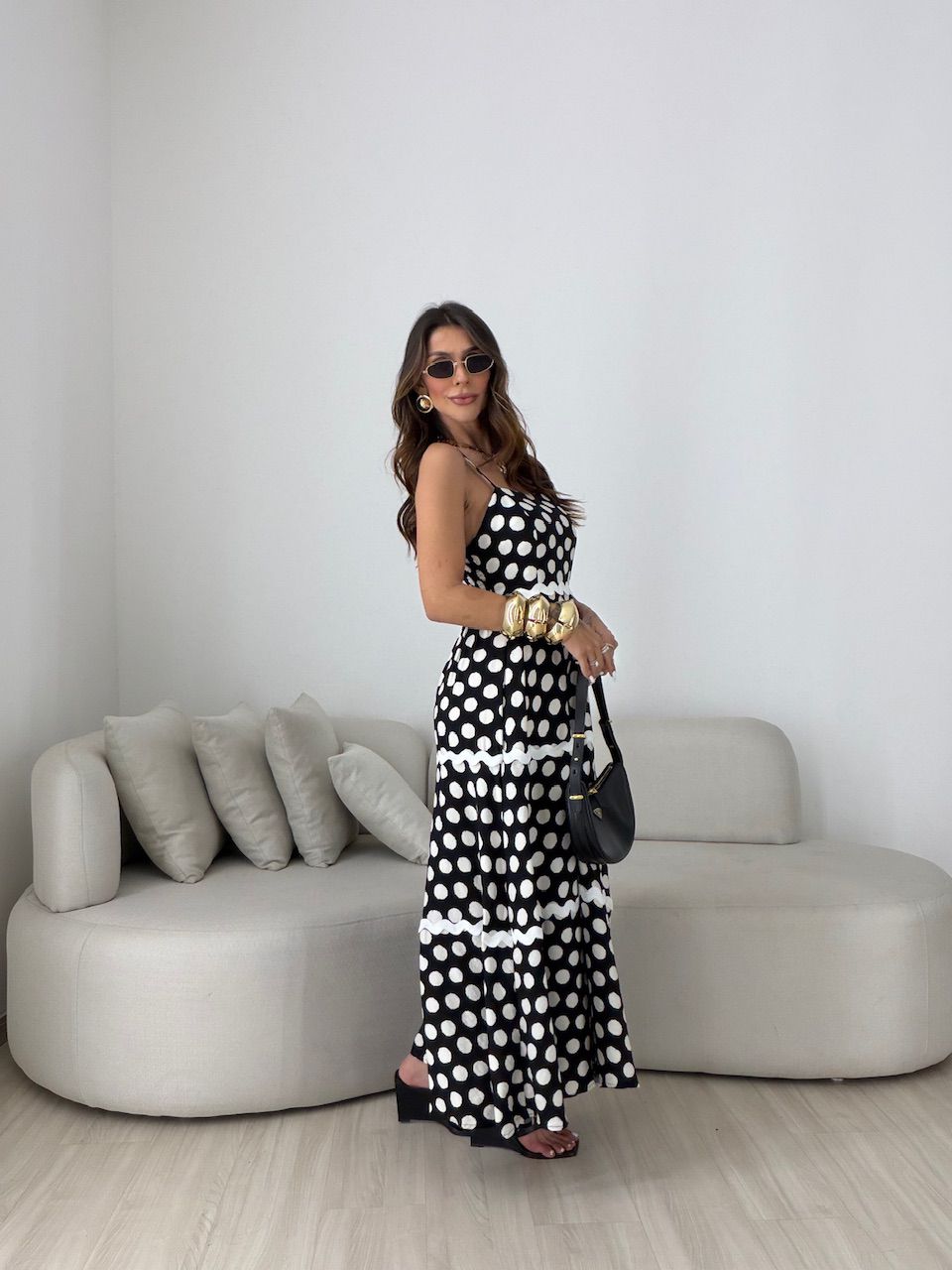 VESTIDO ANGELA POÁ PRETO/MARFIM