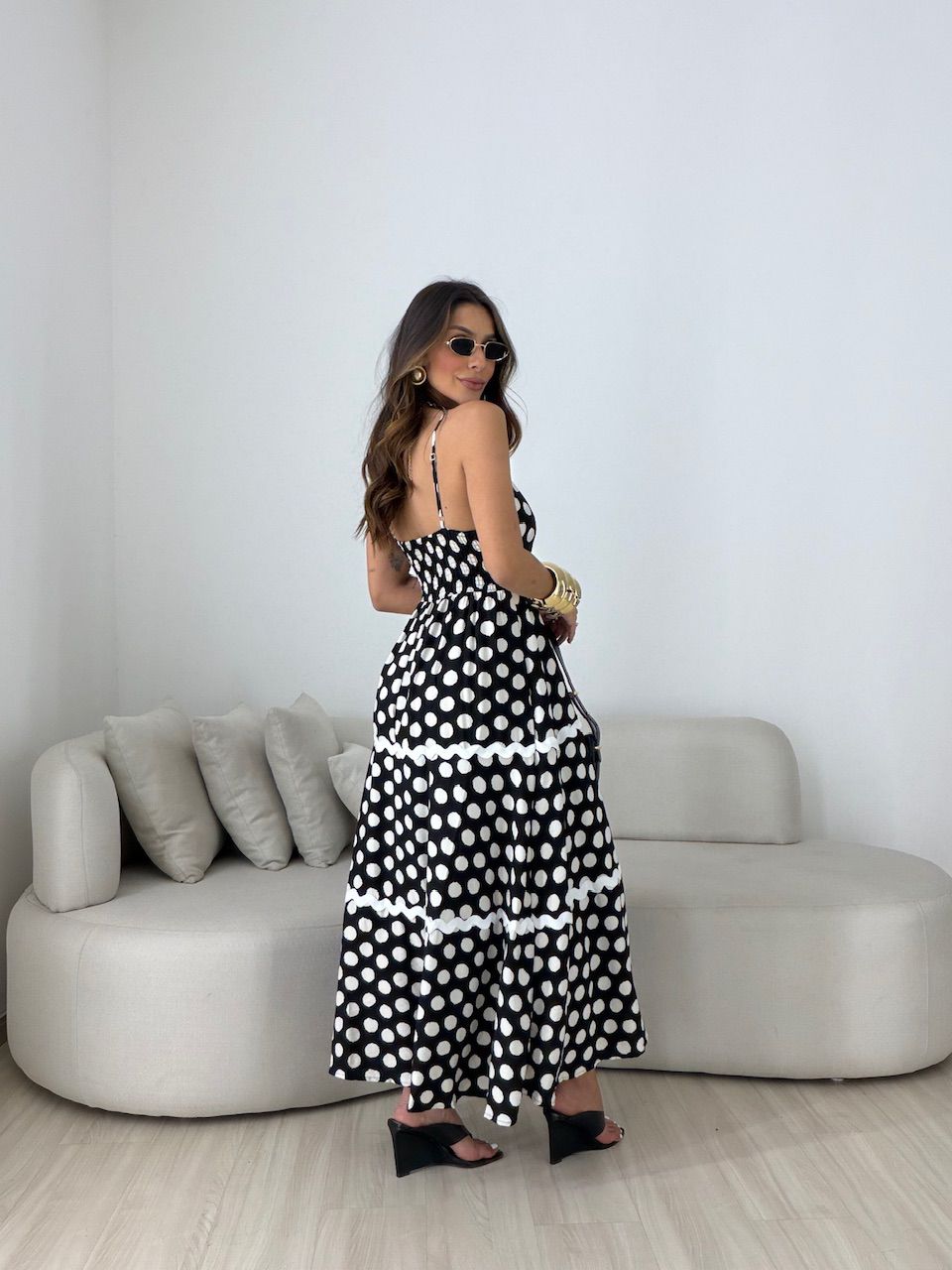 VESTIDO ANGELA POÁ PRETO/MARFIM