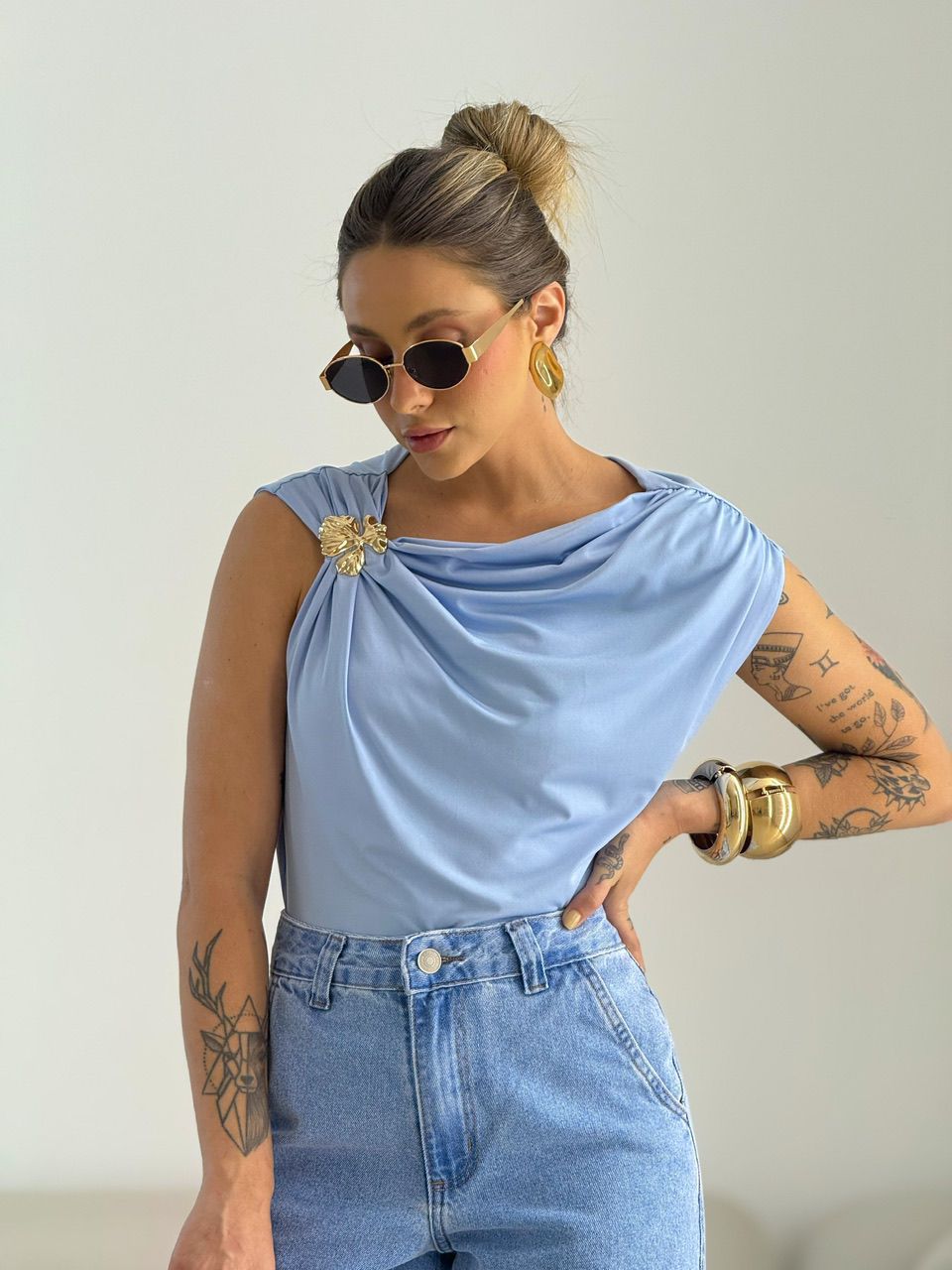BLUSA TAINÁ METAL azul