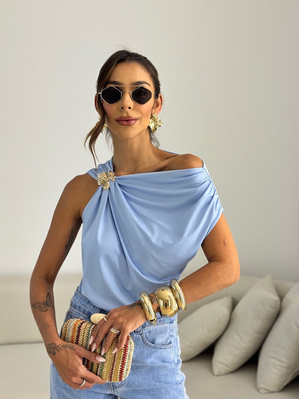 BLUSA TAINÁ METAL azul