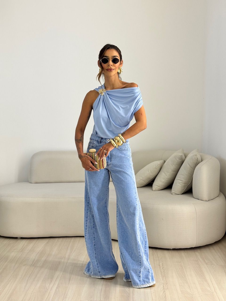BLUSA TAINÁ METAL azul
