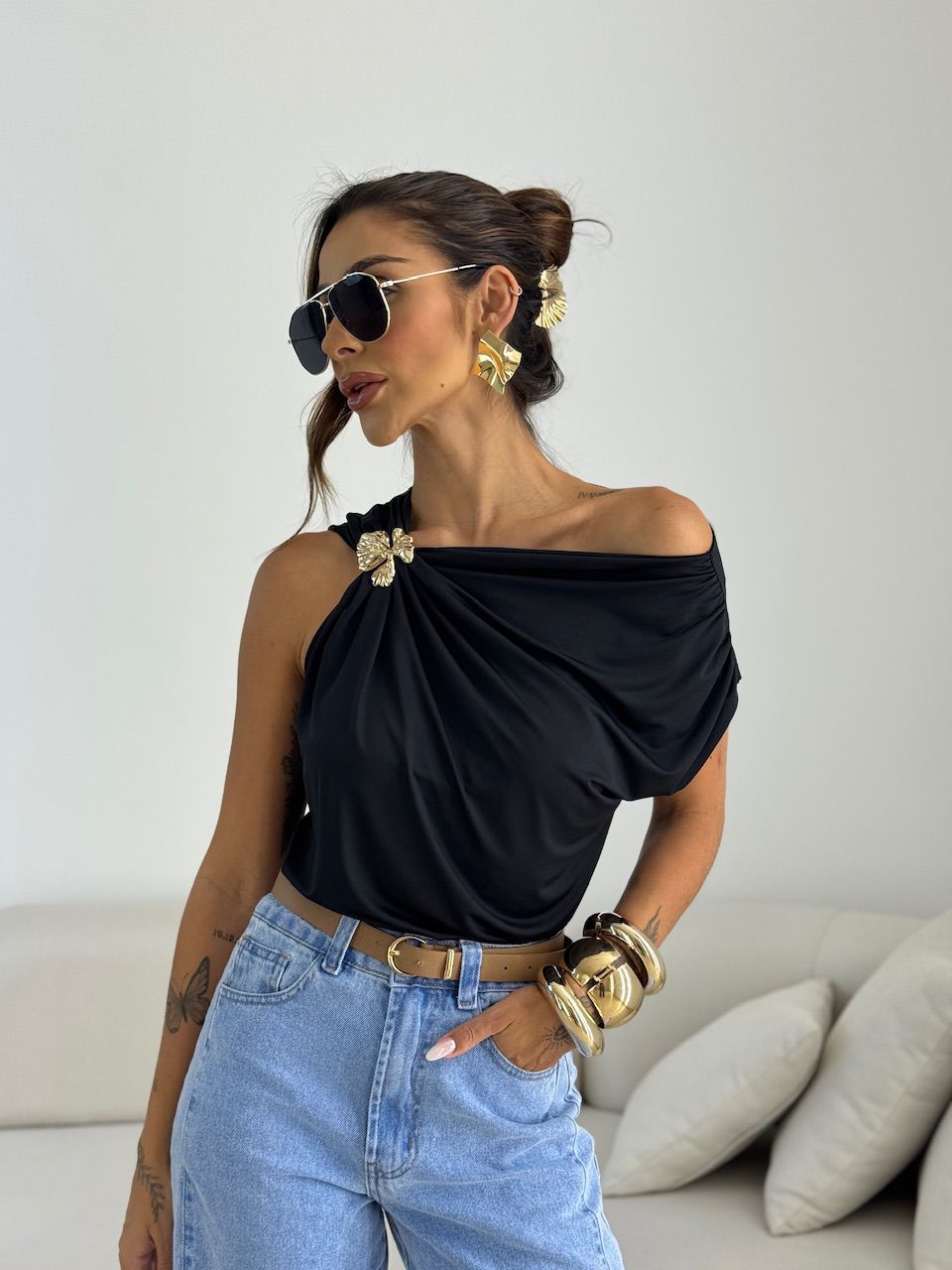 BLUSA TAINÁ METAL Preta