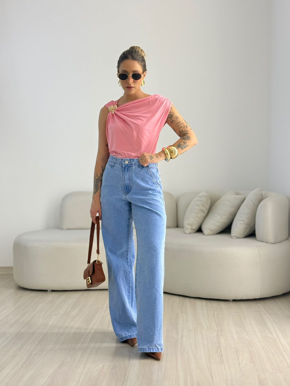 BLUSA TAINÁ METAL Rosa