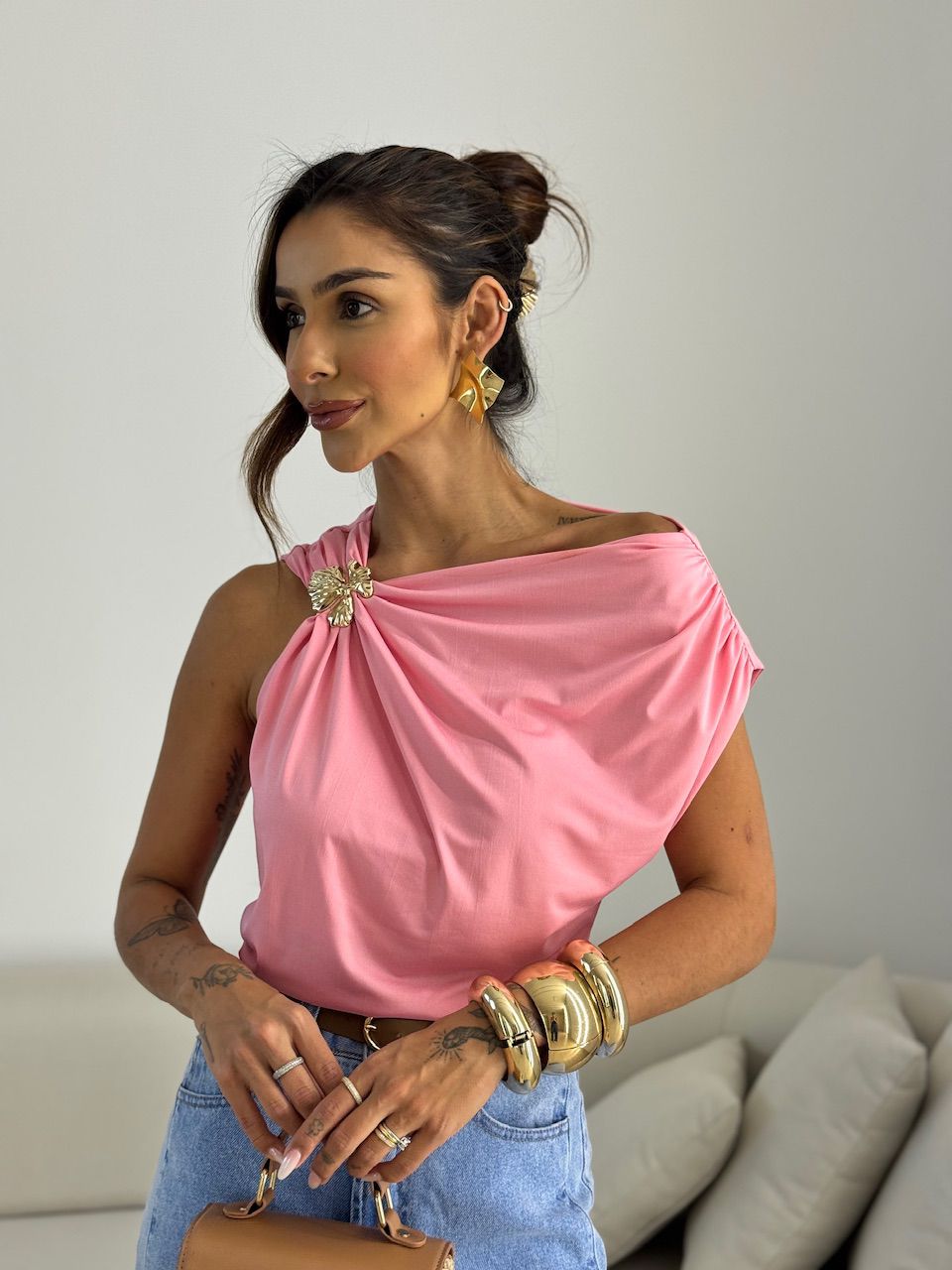 BLUSA TAINÁ METAL Rosa