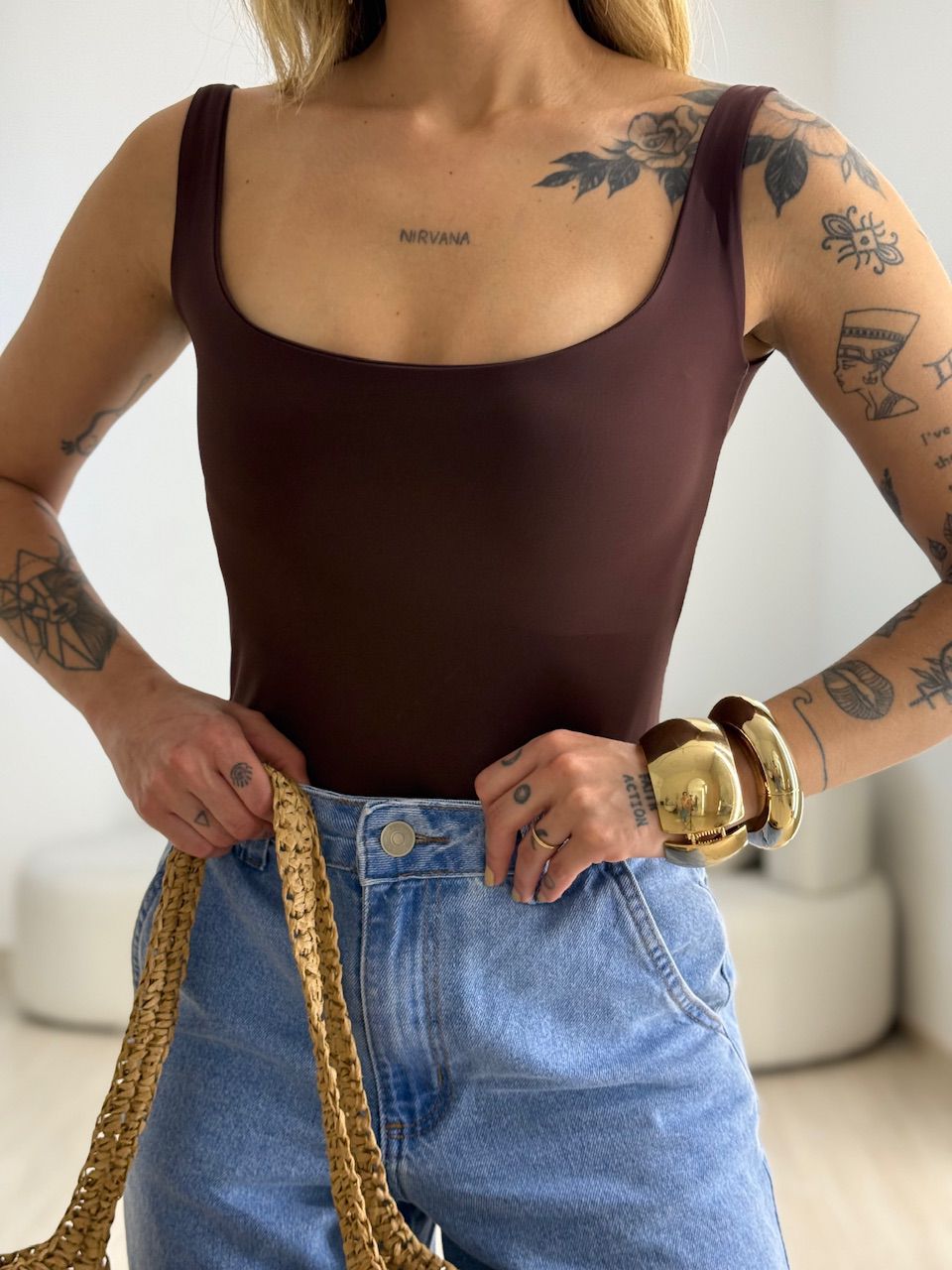 BODY JADE CF ALÇA MARROM