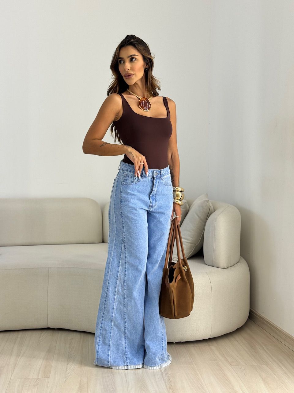 BODY JADE CF ALÇA MARROM