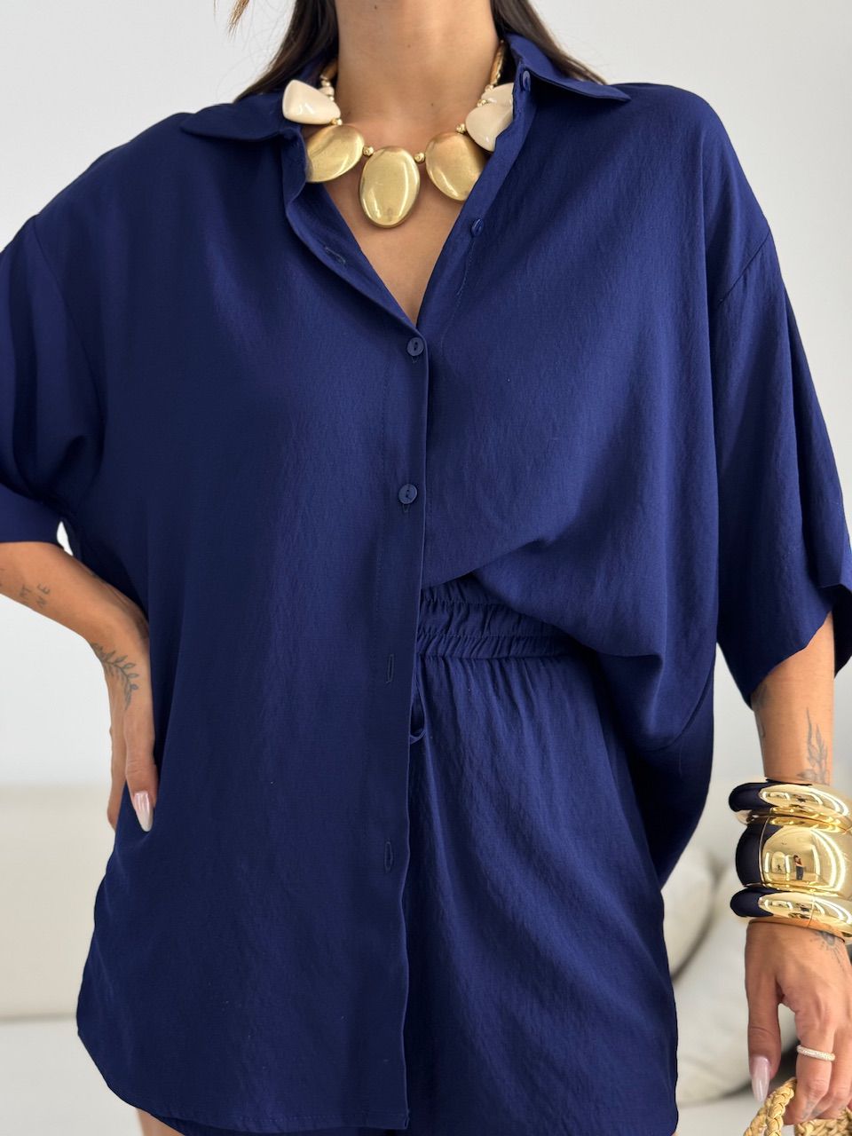 CONJUNTO ANIE CAMISA SHORT MARINHO