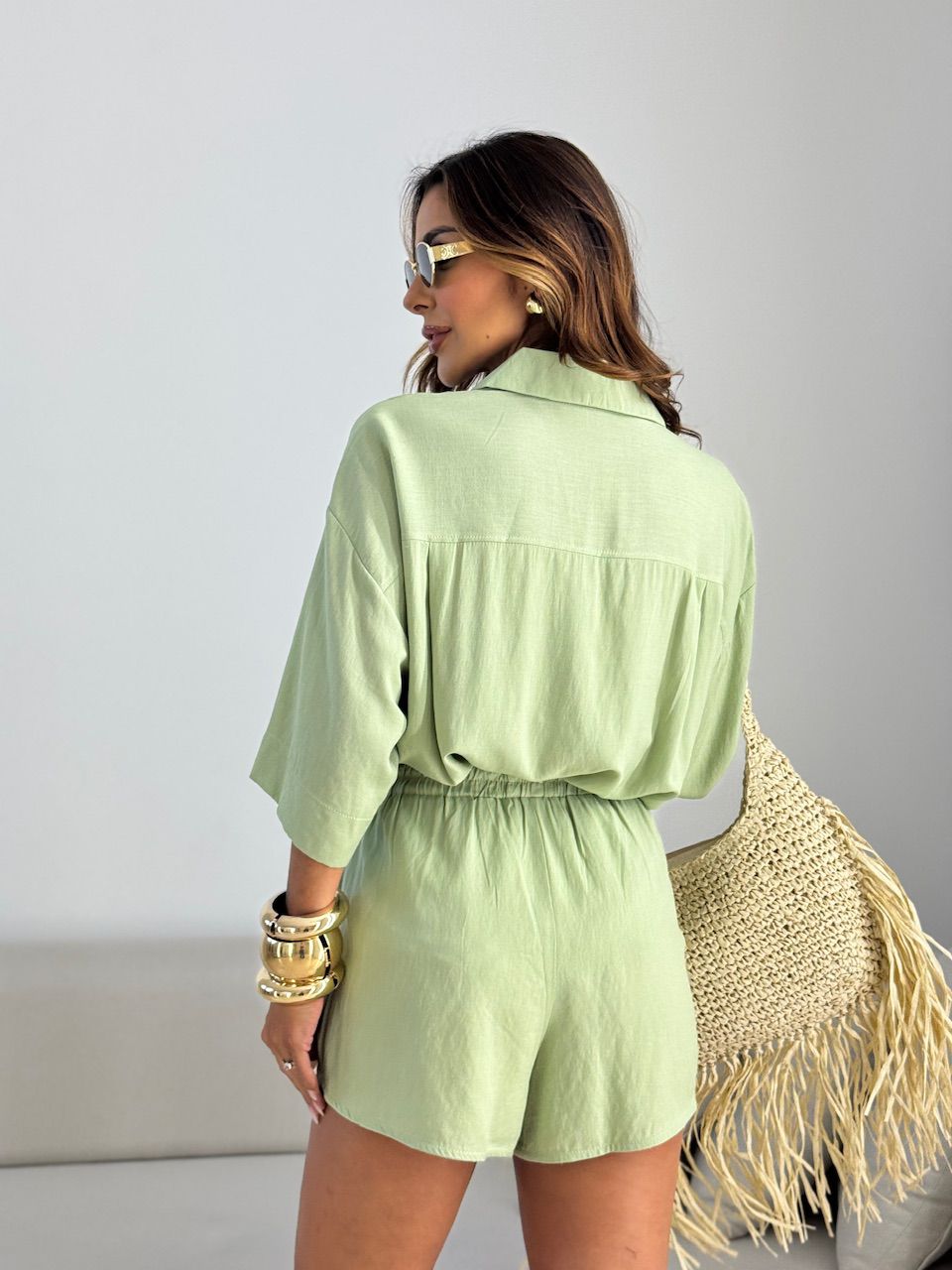 CONJUNTO ANIE CAMISA SHORT PISTACHE
