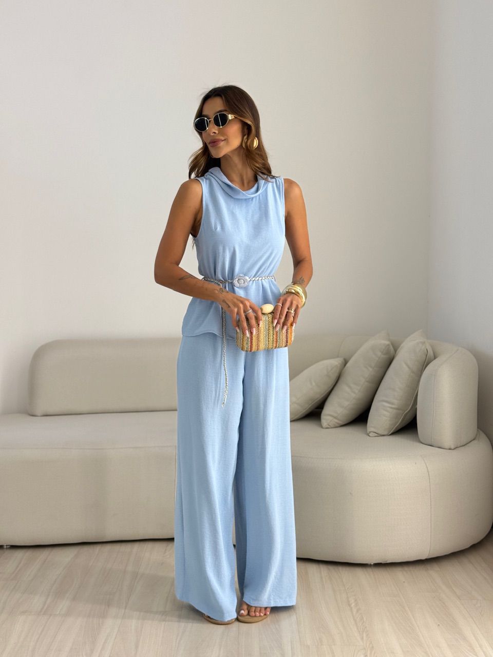 CONJUNTO VALEN CINTO FLOR AZUL - 0070050109 - CAROLLA FERRARO