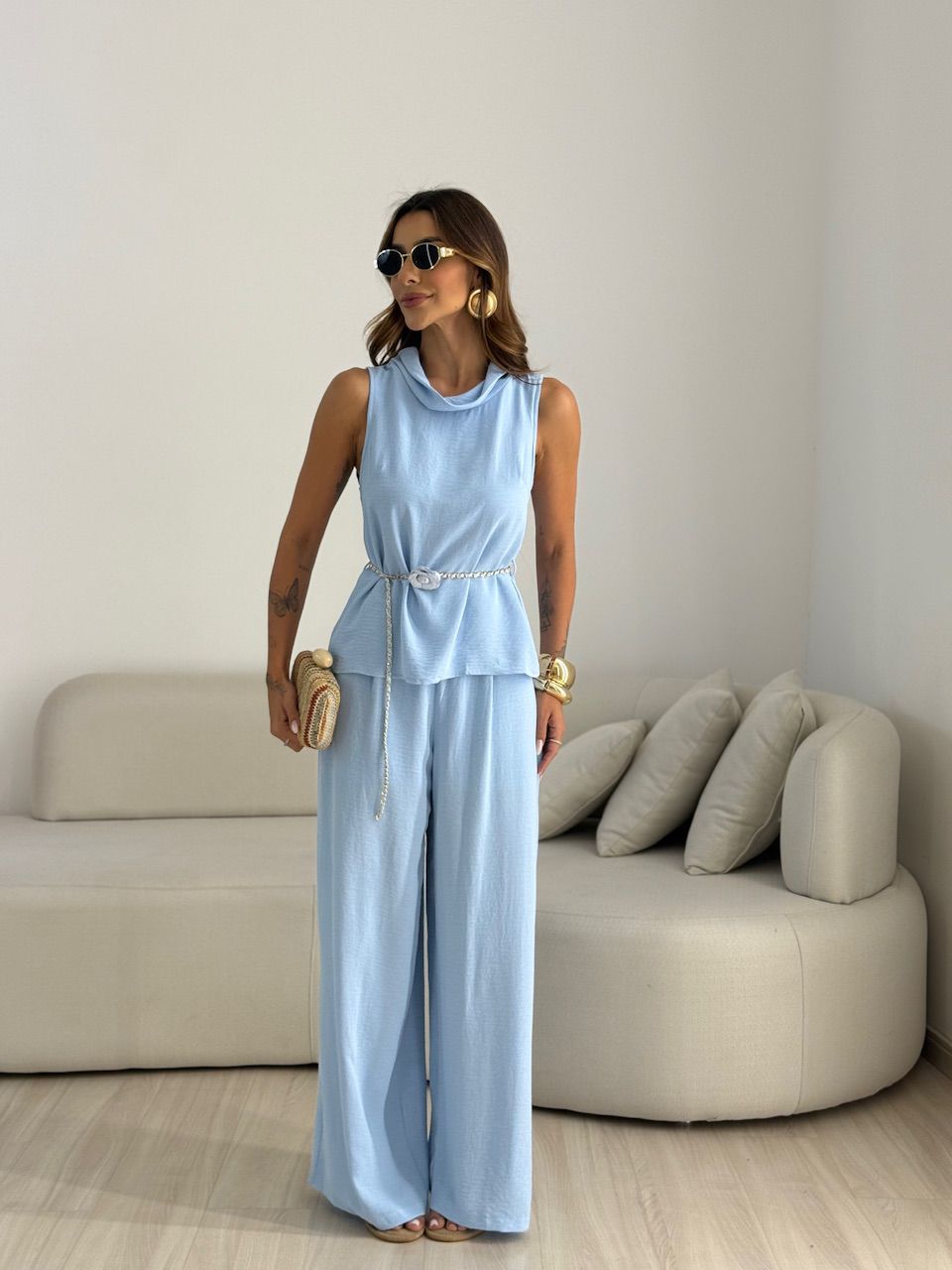 CONJUNTO VALEN CINTO FLOR AZUL