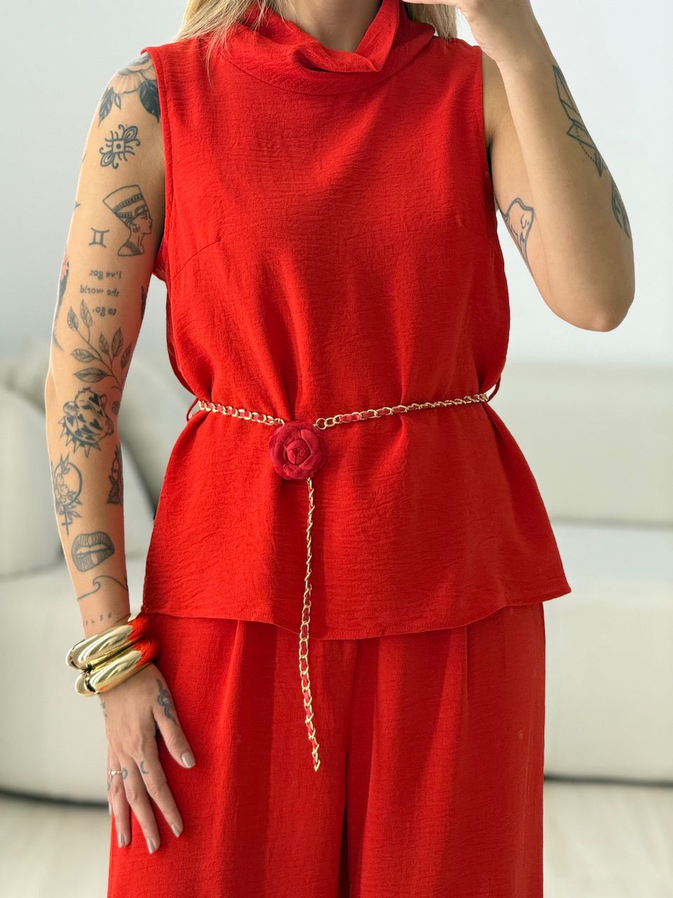 CONJUNTO VALEN CINTO FLOR VERMELHO