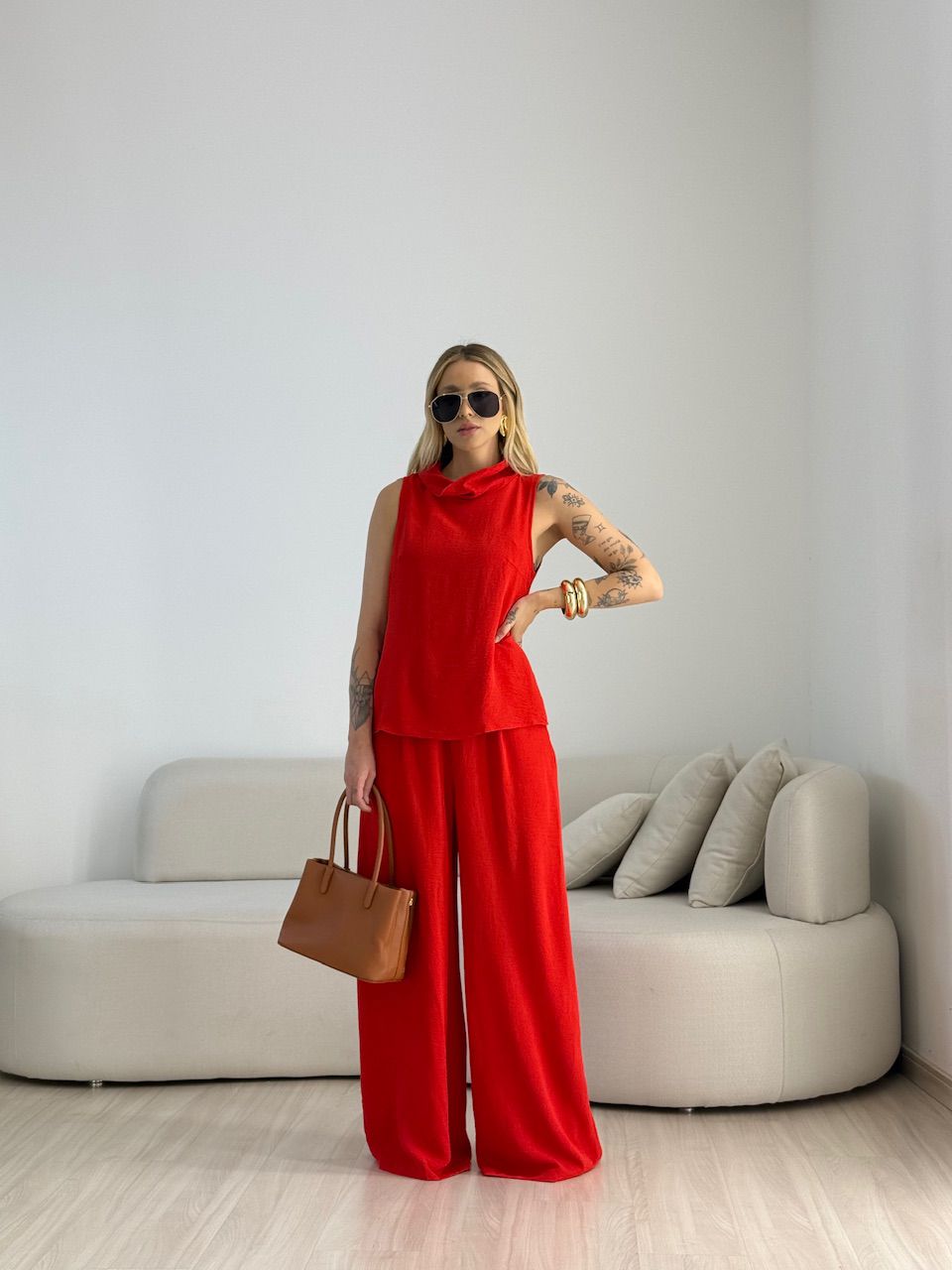 CONJUNTO VALEN CINTO FLOR VERMELHO