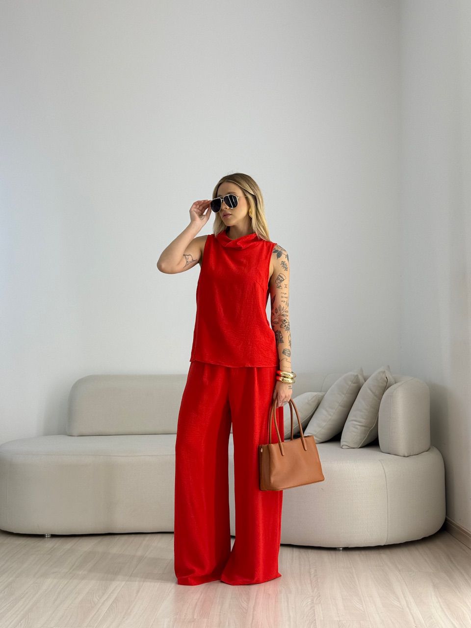 CONJUNTO VALEN CINTO FLOR VERMELHO - 0070050277 - CAROLLA FERRARO