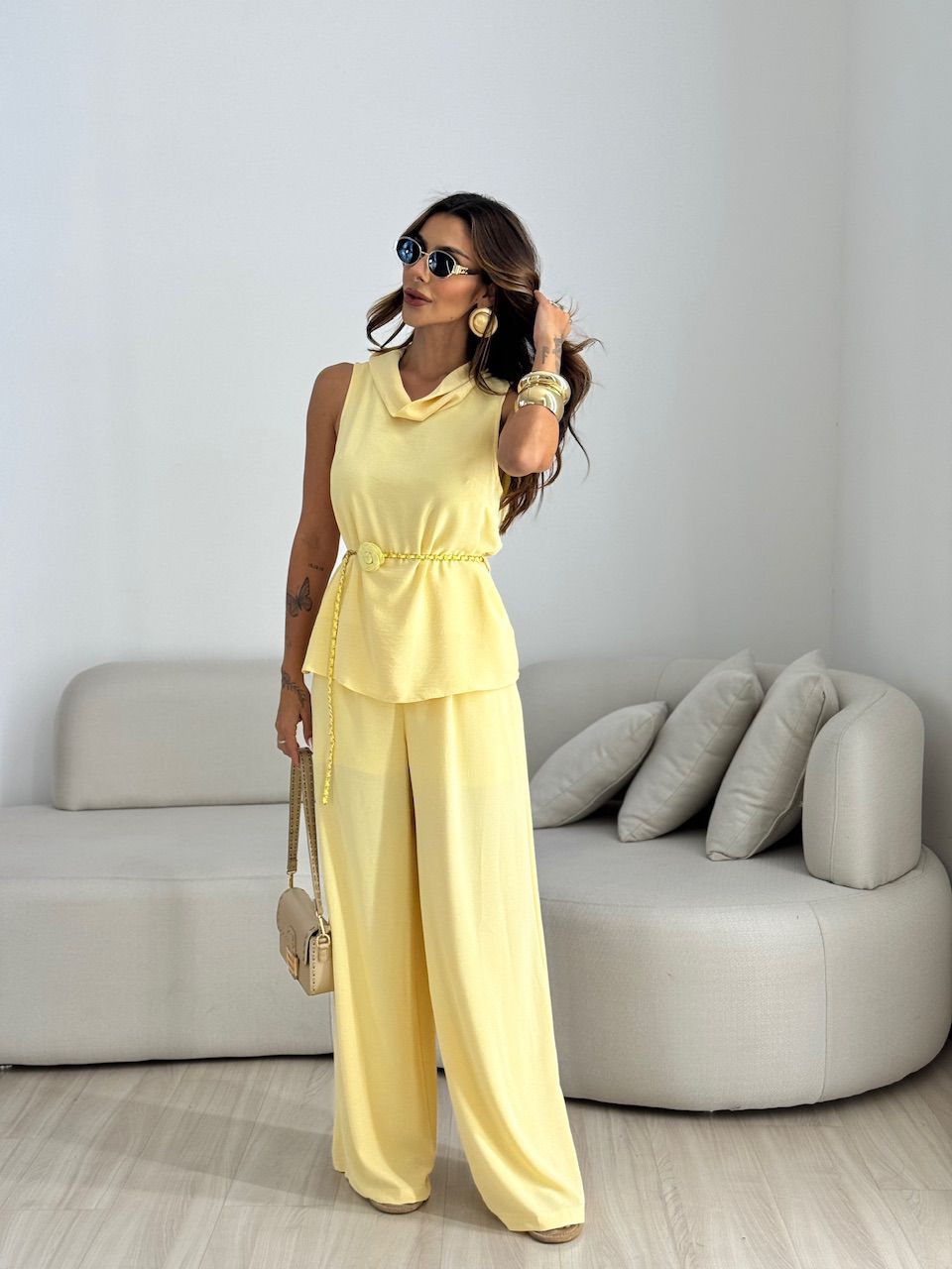 CONJUNTO VALEN CINTO FLOR YELLOW BUTTER