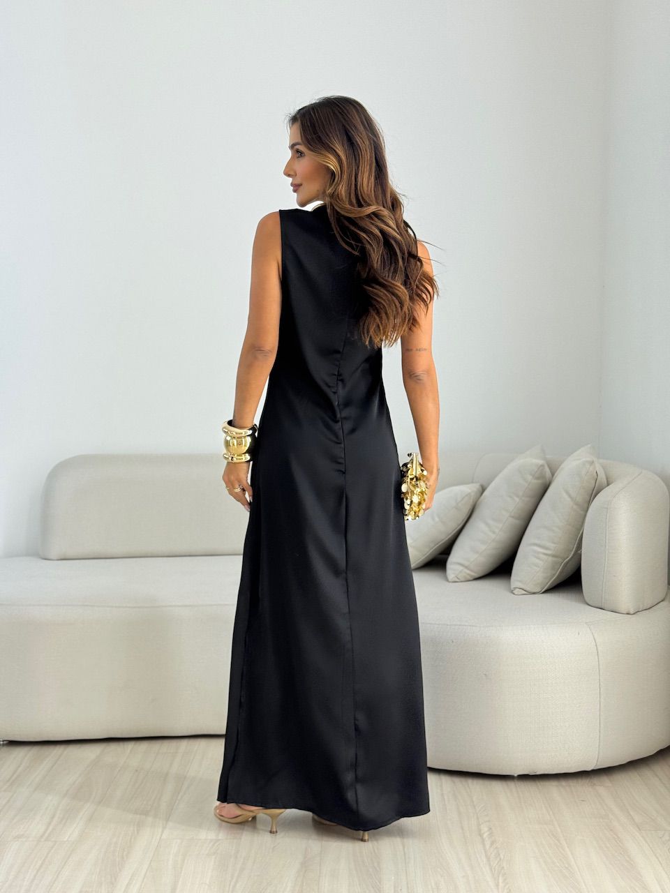 VESTIDO MARRIE ACETINADO PRETO