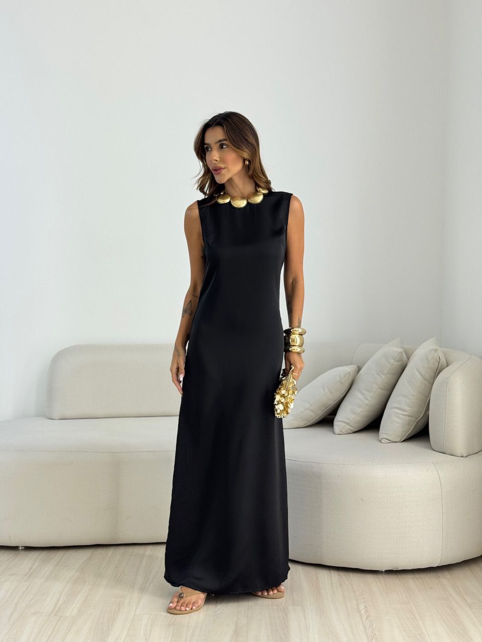 VESTIDO MARRIE ACETINADO PRETO