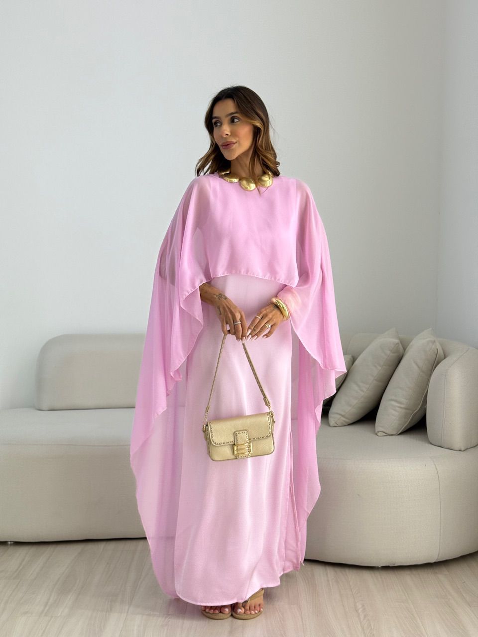 VESTIDO MARRIE ACETINADO ROSA - 0070020031 - CAROLLA FERRARO