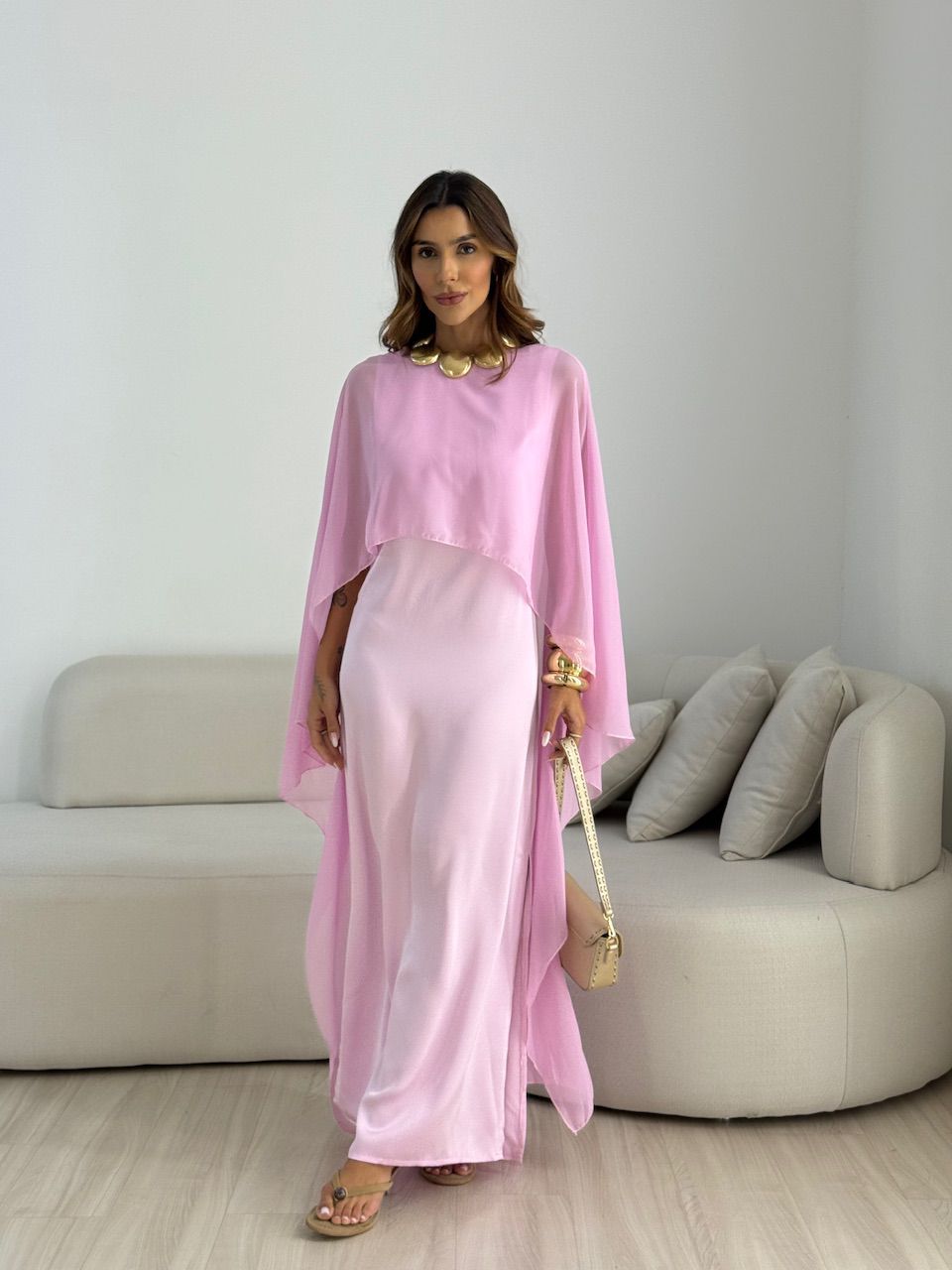 VESTIDO MARRIE ACETINADO ROSA