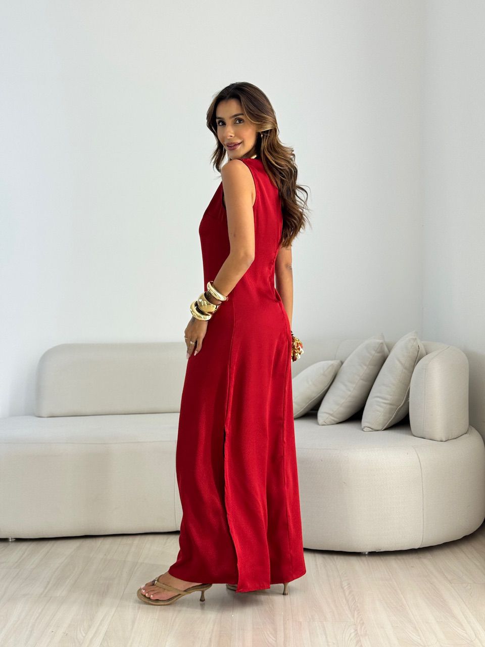VESTIDO MARRIE ACETINADO VINHO