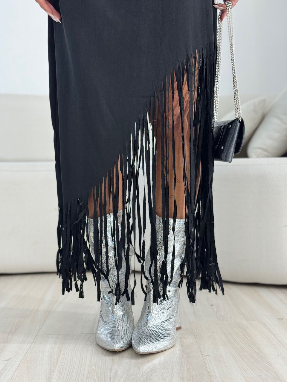 VESTIDO RAIANE FRANJAS PRETO