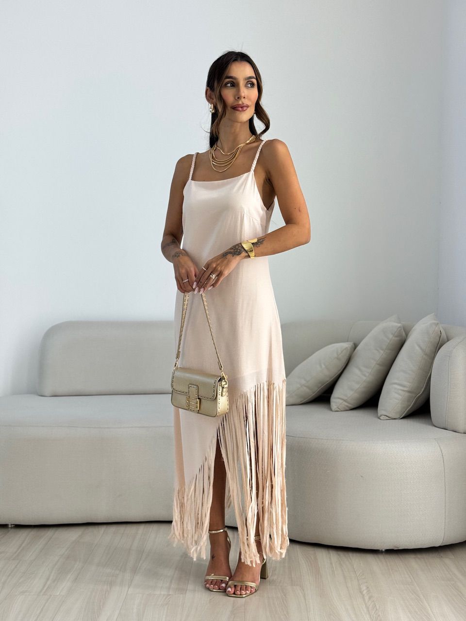 VESTIDO RAIANE FRANJAS ROSÊ