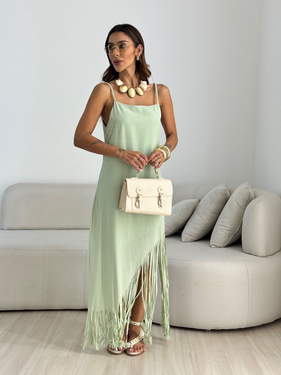 VESTIDO RAIANE FRANJAS VERDE
