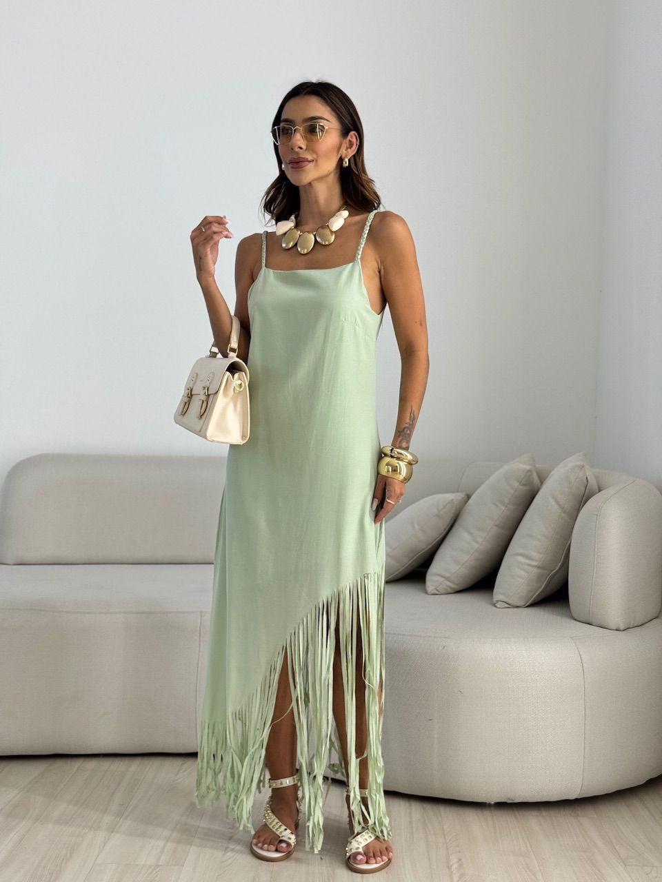 VESTIDO RAIANE FRANJAS VERDE