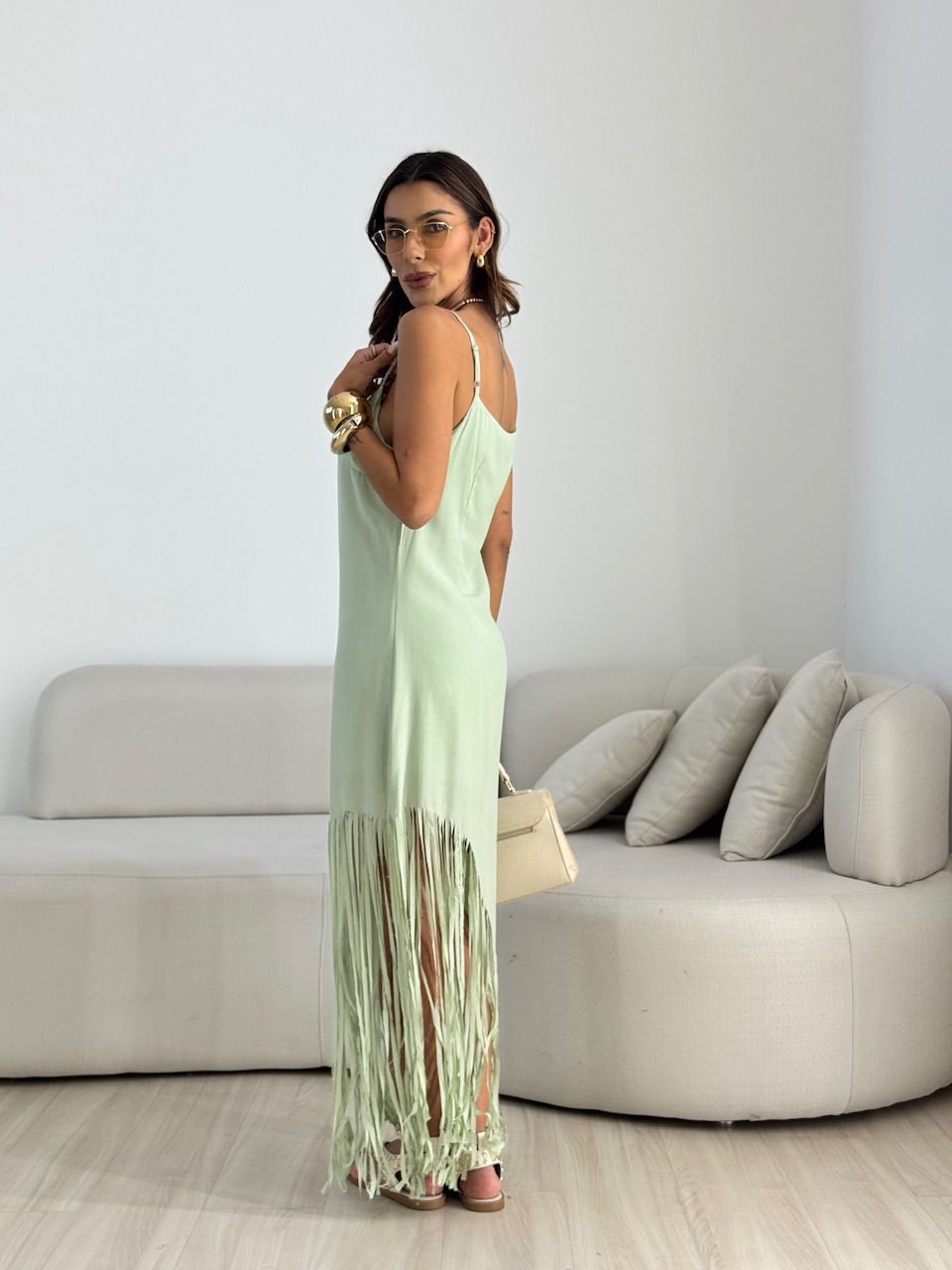 VESTIDO RAIANE FRANJAS VERDE