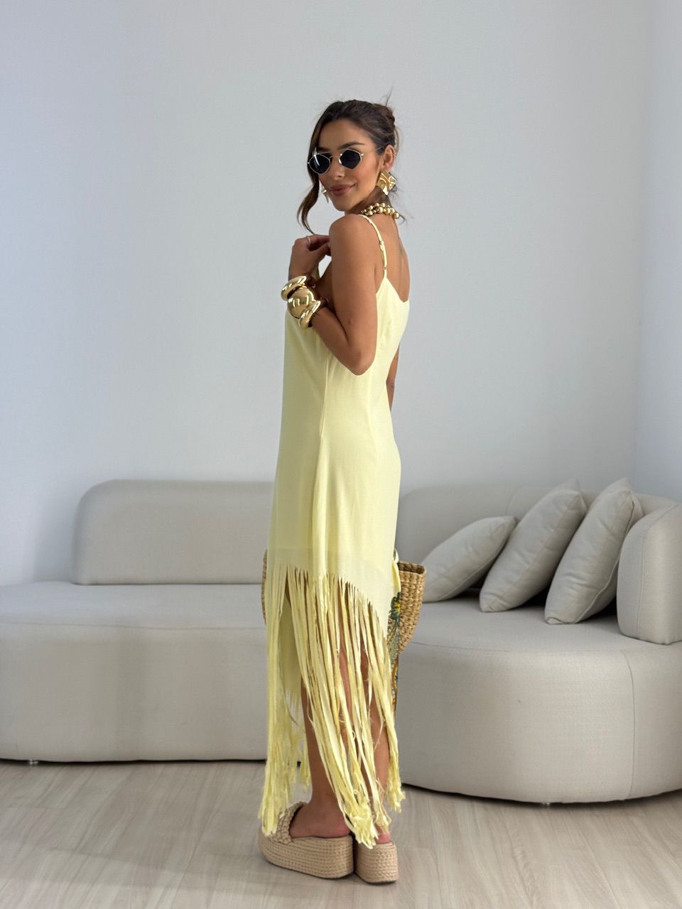 VESTIDO RAIANE FRANJAS YELLOW BUTTER