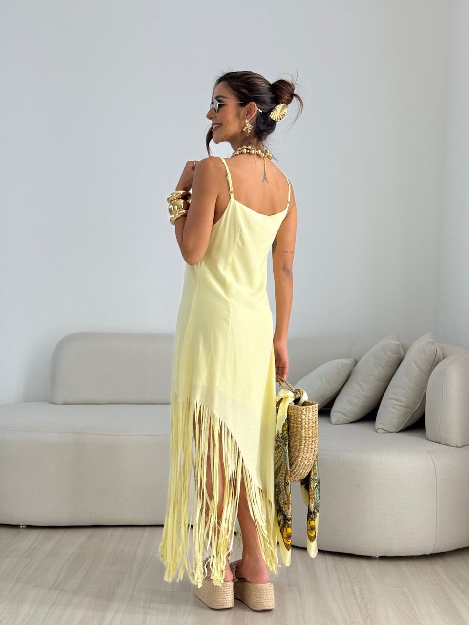 VESTIDO RAIANE FRANJAS YELLOW BUTTER