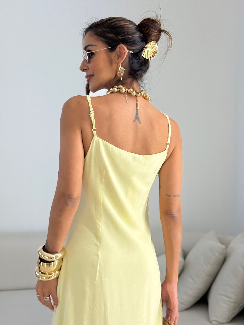 VESTIDO RAIANE FRANJAS YELLOW BUTTER