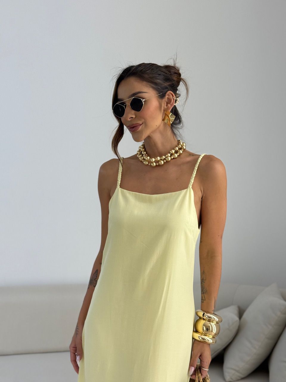 VESTIDO RAIANE FRANJAS YELLOW BUTTER