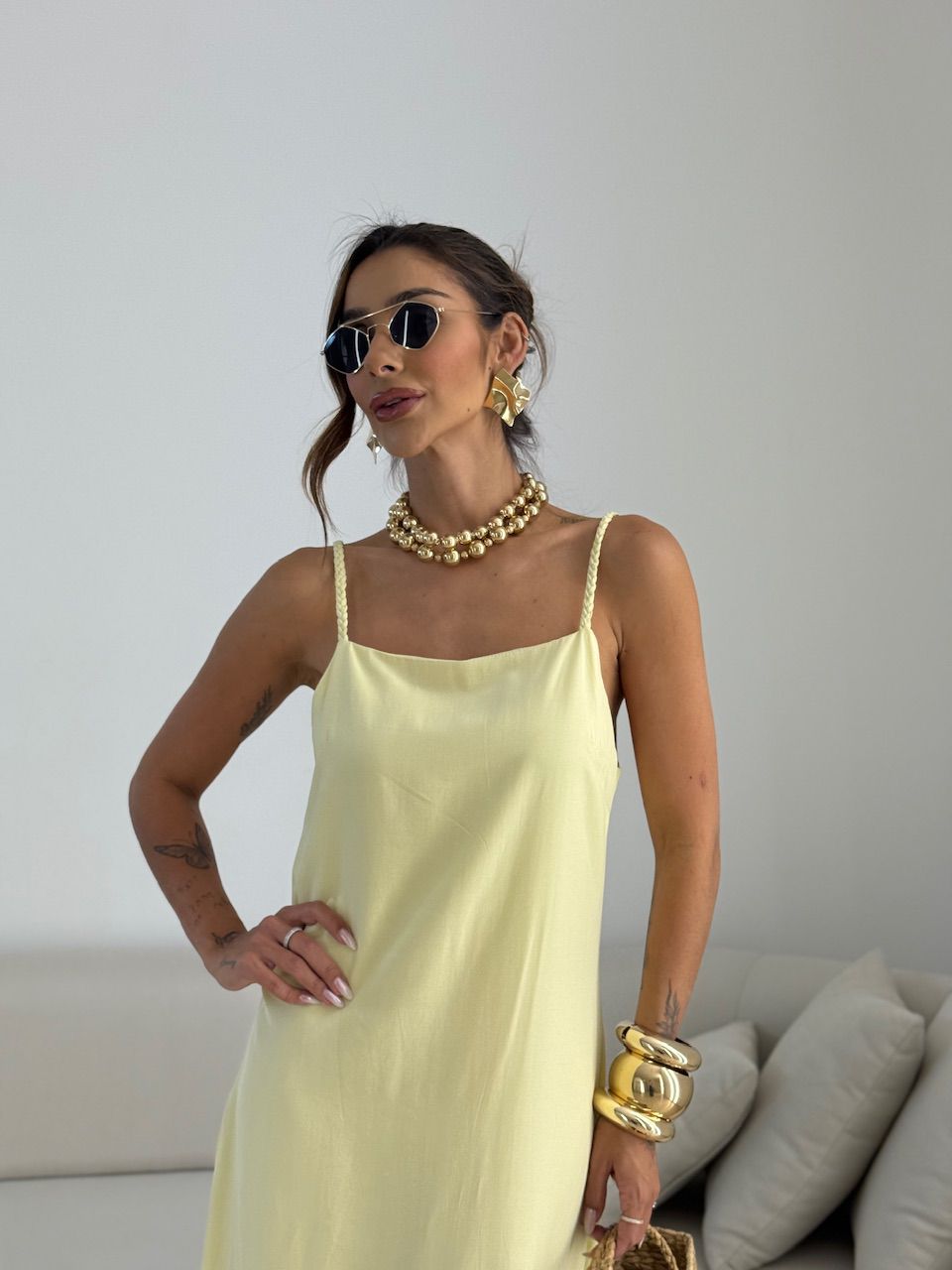 VESTIDO RAIANE FRANJAS YELLOW BUTTER
