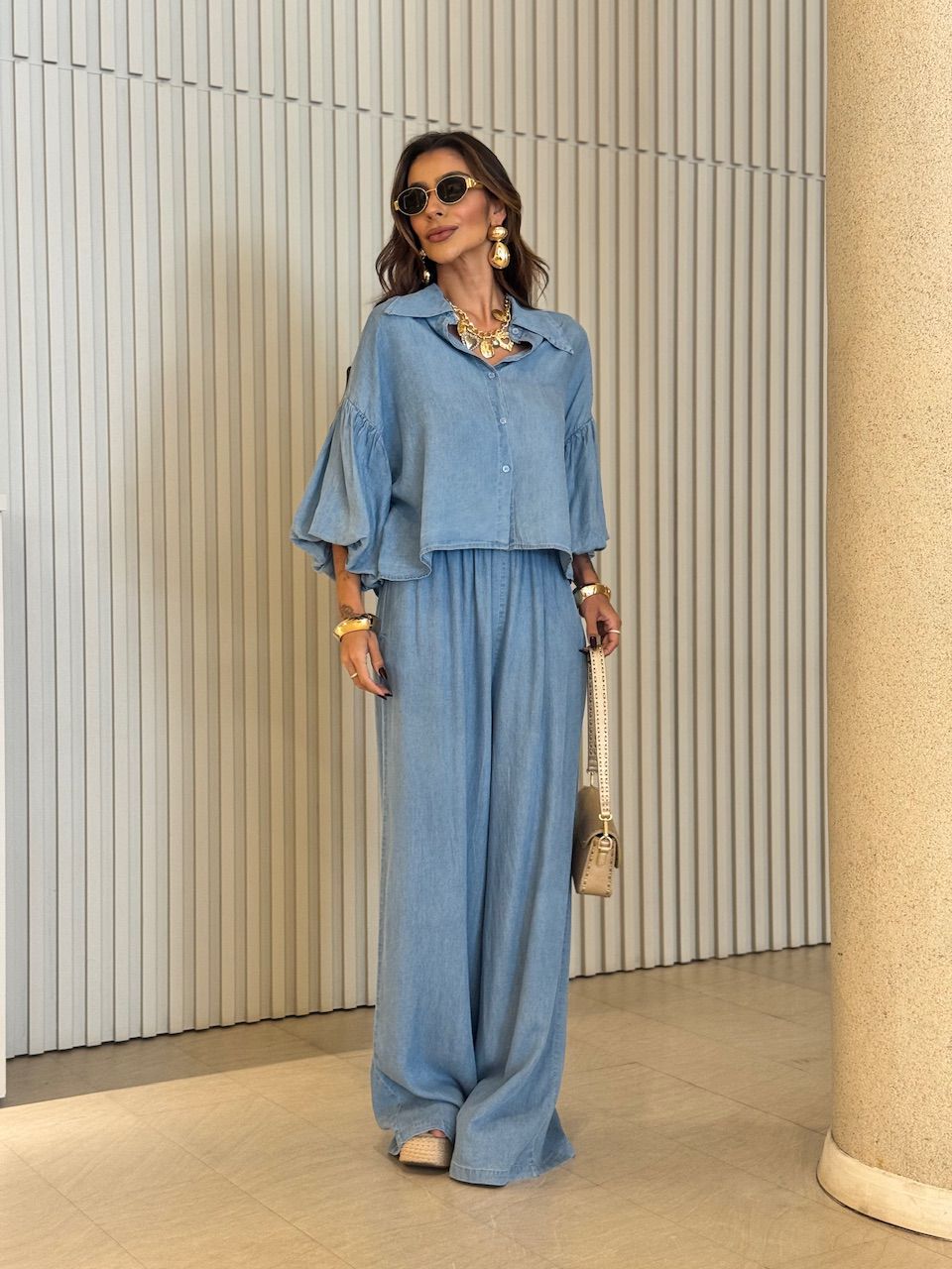 CALÇA VANDA PANTALONA JEANS CLARO