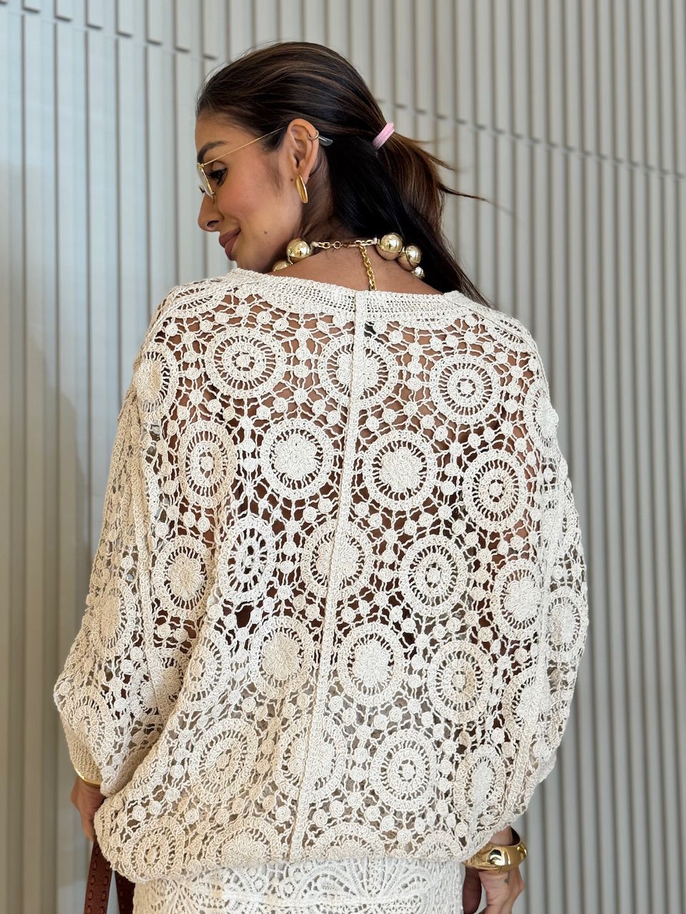 CAMISA SALETE CROCHÊ CRU