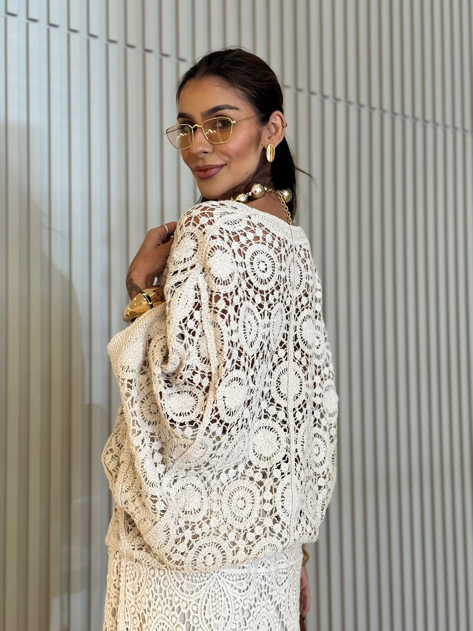 CAMISA SALETE CROCHÊ CRU