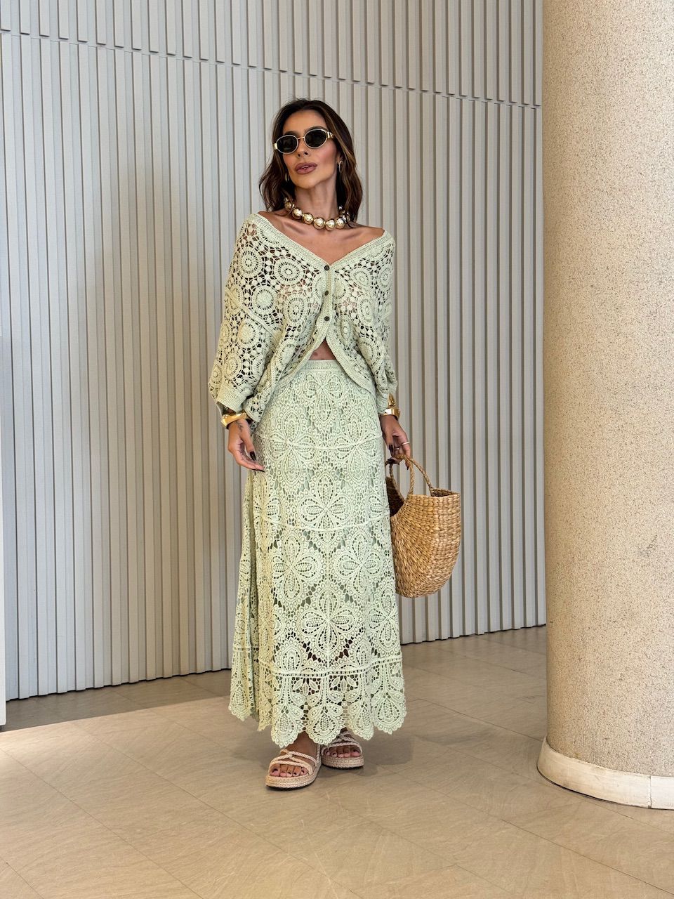 CAMISA SALETE CROCHÊ VERDE