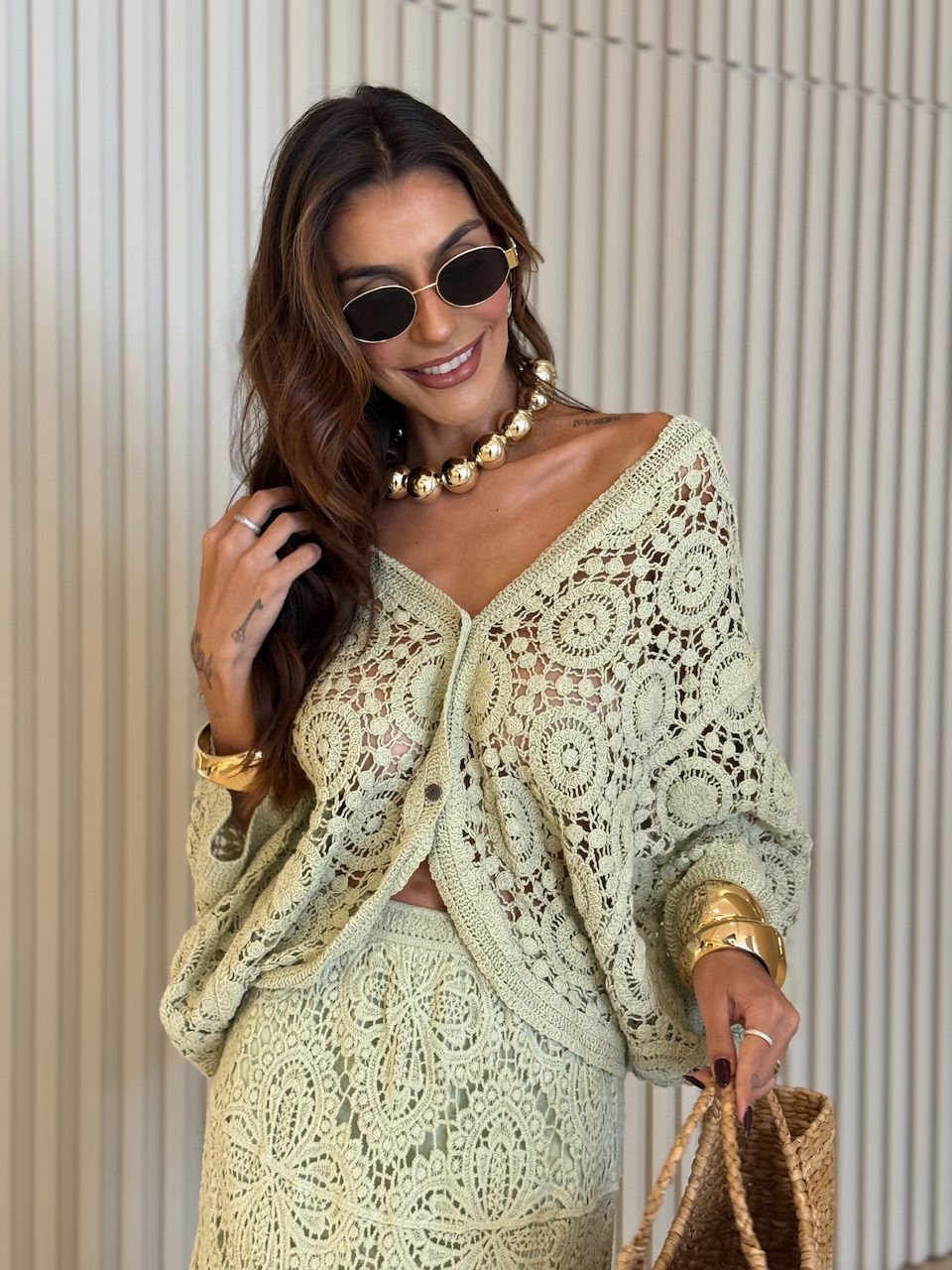 CAMISA SALETE CROCHÊ VERDE