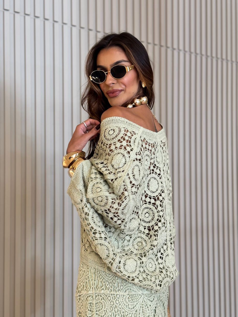 CAMISA SALETE CROCHÊ VERDE