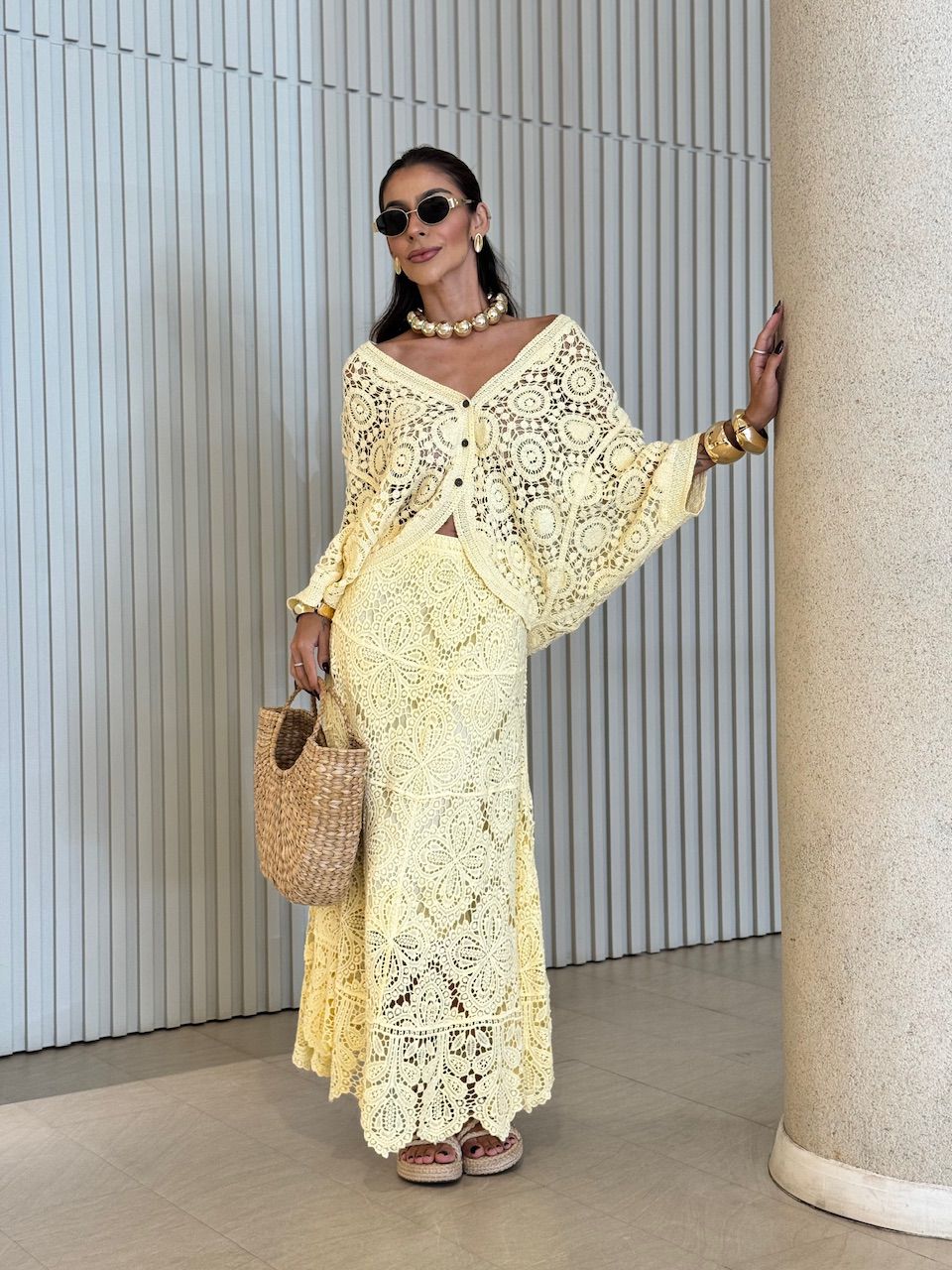 CAMISA SALETE CROCHÊ YELLOW BUTTER